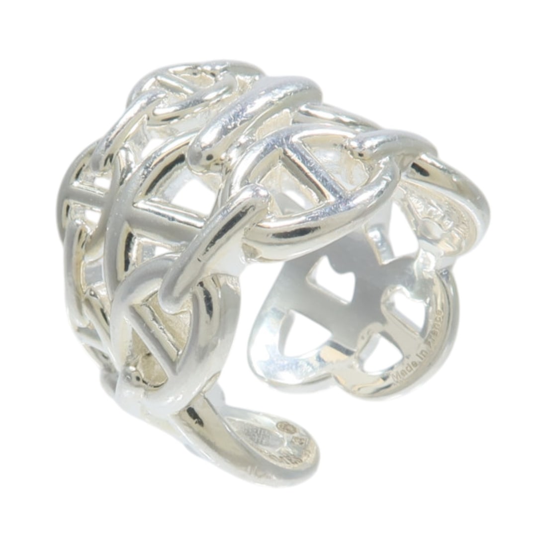Hermes Chaine d'ancre Enchainee 925 Sterling Silver Ring Size 53 US 6.25: Hermes Chaine d'ancre Enchainee 925 Sterling Silver Ring Size 53 US 6.25 A Hermes Chaine d'ancre Enchainee model ring in 925 sterling silver, offered in size US 6.25 / Hermes #53. The ring features a 
