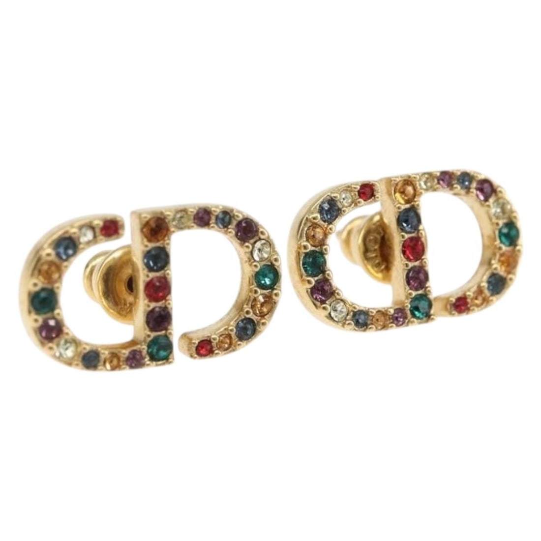 Christian Dior Gold Tone Metal Rhinestone Earrings Italy: Christian Dior Gold Tone Metal Rhinestone Earrings Italy Christian Dior rhinestone pierce earrings in gold-tone metal. The earrings are made in Italy and come with a dust bag and item box. Condition i