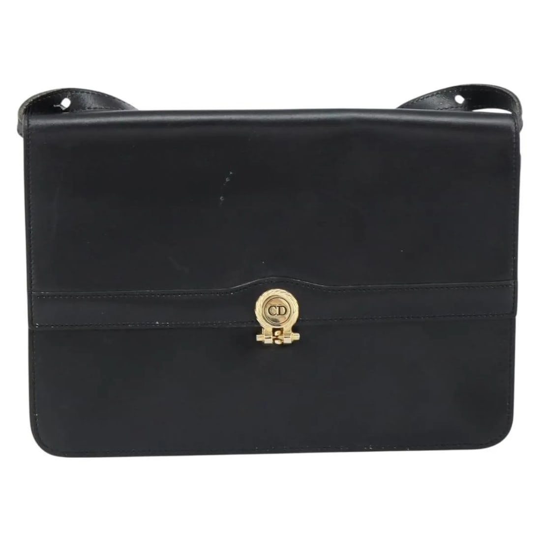 Christian Dior Vintage Shoulder Bag Black Leather: Christian Dior Vintage Shoulder Bag Black Leather This vintage Christian Dior shoulder bag is crafted from black leather and designed for women. It features surface rubbing, slight shape loss, and scr