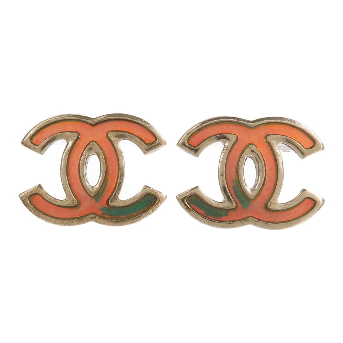 CHANEL CC Pierced Earrings Gold Tone Metal (1 of 7)