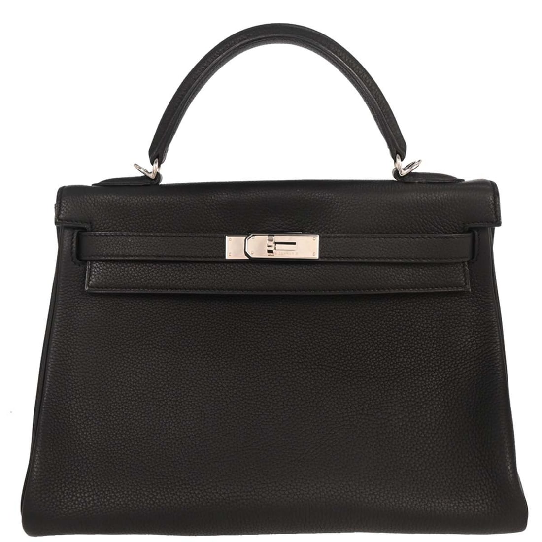 Hermes Kelly 32 Retourne Black Togo Leather Satchel with Strap: Hermes Kelly 32 Retourne Black Togo Leather Satchel with Strap Hermes Kelly 32 Retourne 2-way handbag in black Togo leather with a turn-lock flap closure, top handle, detachable shoulder strap, black 
