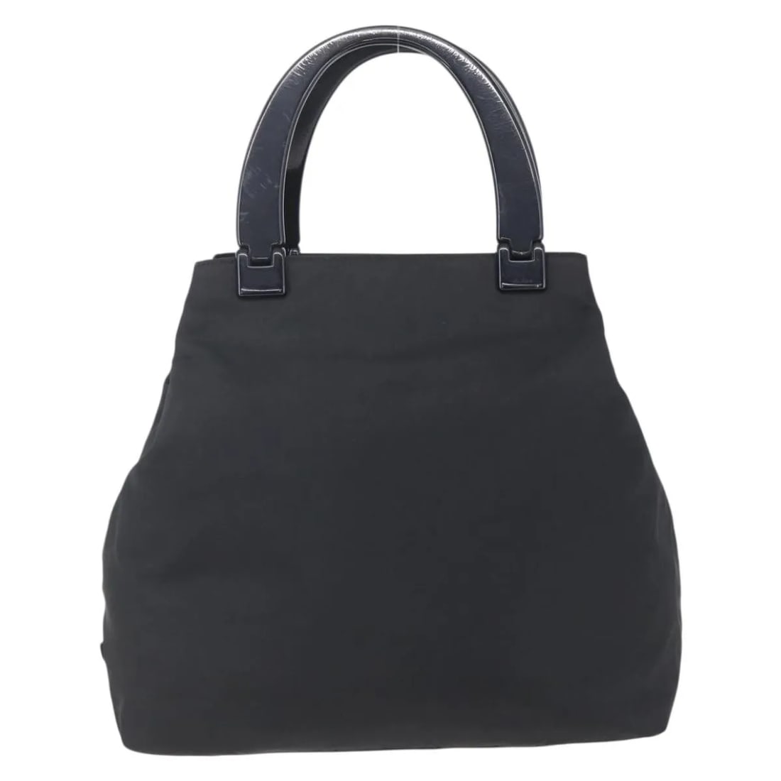 Prada Vintage Black Nylon Handbag Made in Italy: Prada Vintage Black Nylon Handbag Made in Italy This vintage Prada handbag is crafted from black nylon and designed for women. It features a spacious interior with signs of use including rubbing, stai