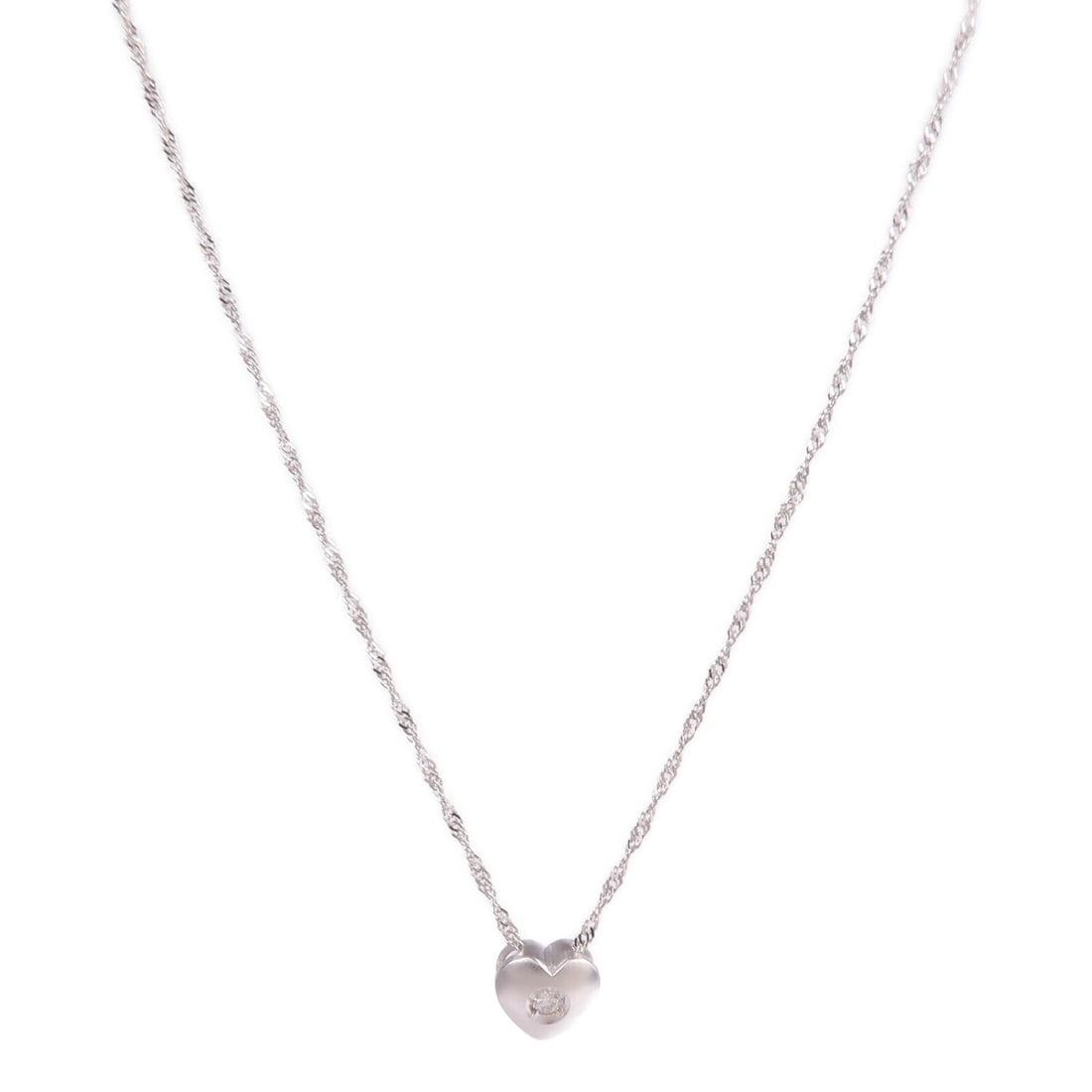 18K White Gold Diamond Necklace for Women: 18K White Gold Diamond Necklace for Women A women's diamond necklace in 18K white gold, featuring a clear diamond motif. The necklace measures 39 cm (15.4") in length, with a motif size of 6 mm x 6 mm