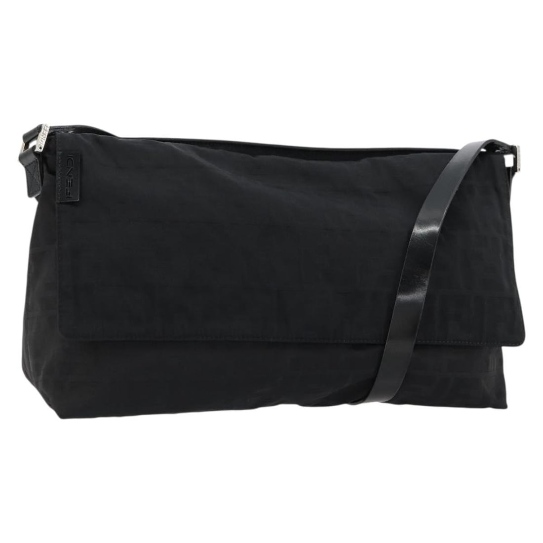 Fendi Zucca Canvas Shoulder Bag Black Silver Tone Italy: Fendi Zucca Canvas Shoulder Bag Black Silver Tone Italy A Fendi shoulder bag crafted in Zucca canvas with a black and silver color scheme. Made in Italy, it features a shoulder strap and a structured 