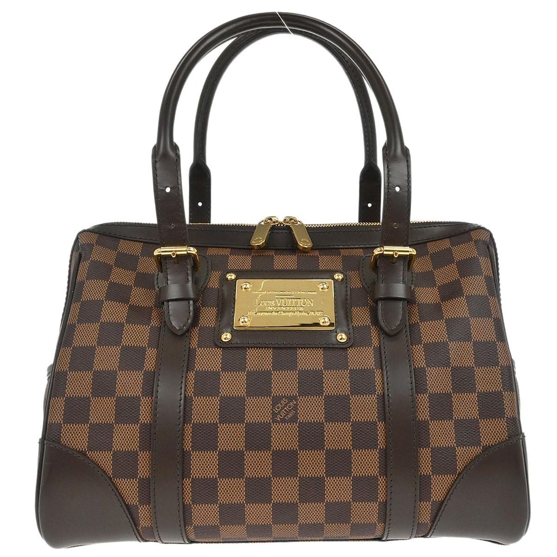 Louis Vuitton Berkeley Damier Canvas Top Handle Bag N52000: Louis Vuitton Berkeley Damier Canvas Top Handle Bag N52000 Louis Vuitton Berkeley handbag in Damier canvas and leather with a brown Ebene finish. This women's top handle bag features double handles, a