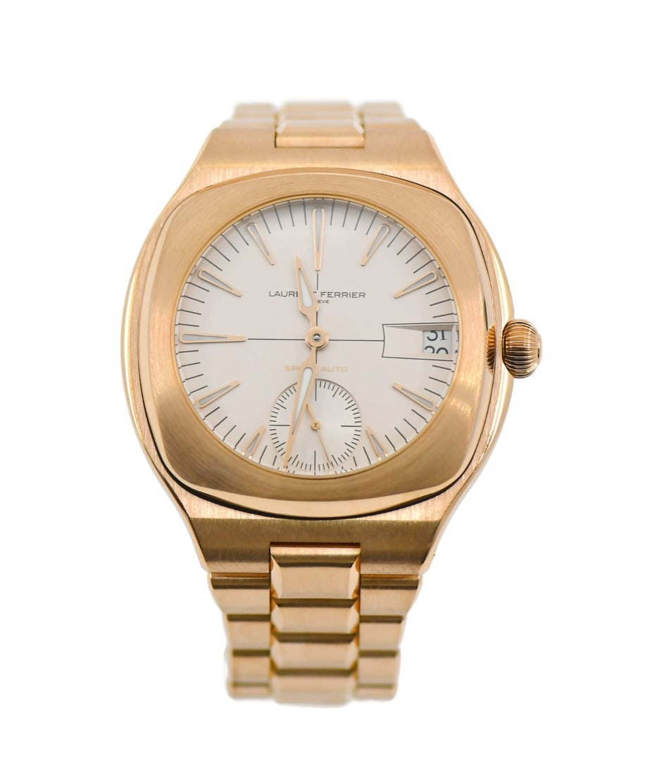Laurent Ferrier LCF040 Sport Auto 18K Rose Gold Wristwatch: Laurent Ferrier LCF040 Sport Auto 18K Rose Gold Wristwatch Pre-owned Laurent Ferrier Sport Auto wristwatch featuring an automatic mechanical movement and an analog silver dial. Crafted in 18K rose gol