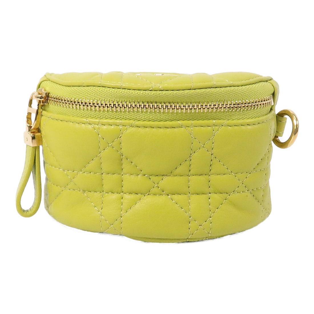 Dior Caro Half Moon Coin Purse Yellow Lambskin CD GHW: Dior Caro Half Moon Coin Purse Yellow Lambskin CD GHW Christian Dior Caro Half Moon Coin Purse in yellow mustard yellow lambskin leather. This compact purse features a half moon shape and a fastener c