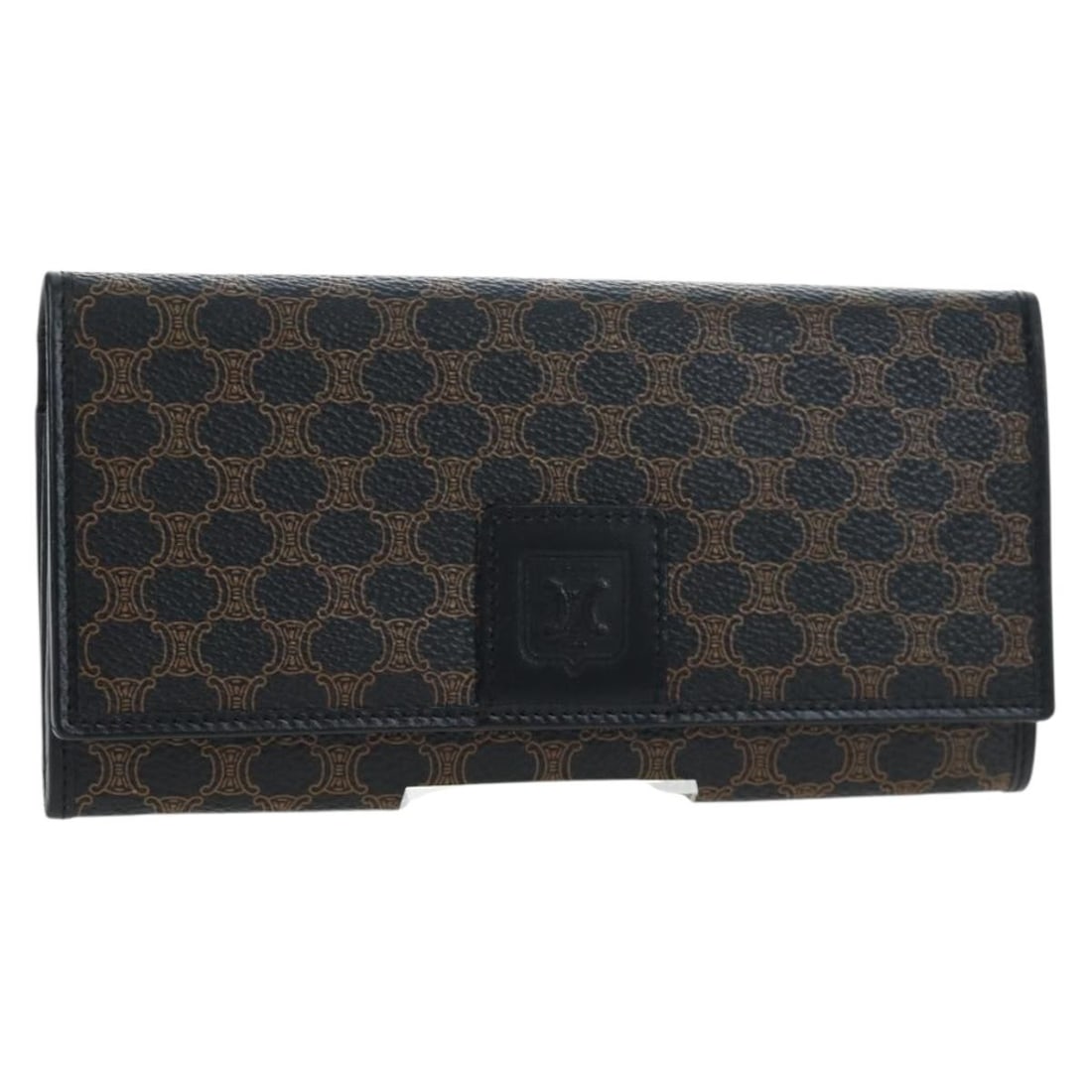 CELINE Macadam Long Wallet Black PVC Leather Kiss Lock Box (1 of 18)