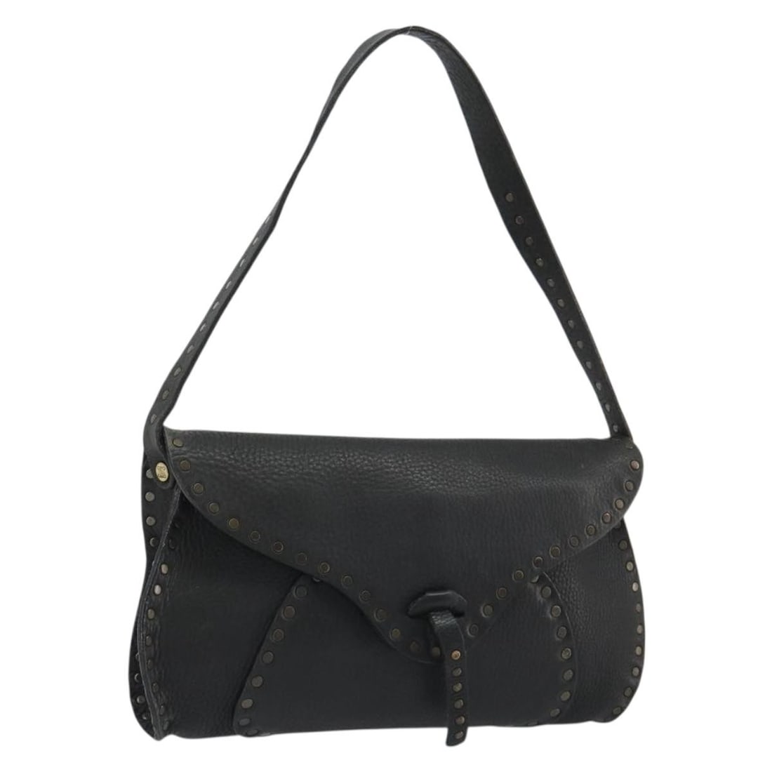 Celine Black Leather Shoulder Bag with Dust Bag Italy: Celine Black Leather Shoulder Bag with Dust Bag Italy Black leather shoulder bag by CELINE, made in Italy. It comes with a dust bag and has a reasonable wear and tear condition, with slight rubbing, s