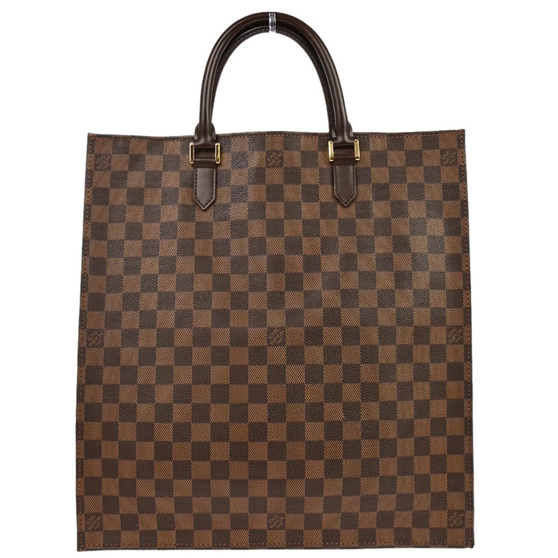 Louis Vuitton Sac Plat Damier Canvas Tote Brown N51140: Louis Vuitton Sac Plat Damier Canvas Tote Brown N51140 Louis Vuitton Sac Plat tote handbag in Damier canvas with leather trim and an open-top design. This medium women's tote features logo accents, tw