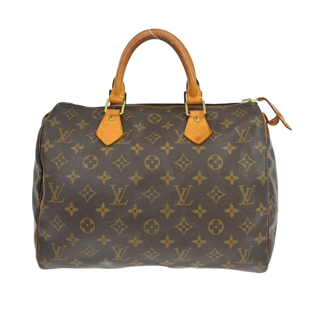 Louis Vuitton Speedy 30 Monogram Canvas Satchel M41526: Louis Vuitton Speedy 30 Monogram Canvas Satchel M41526 Vintage Louis Vuitton Speedy 30 handbag in brown monogram canvas with leather double handles and a zip closure. This women's satchel/top handle b