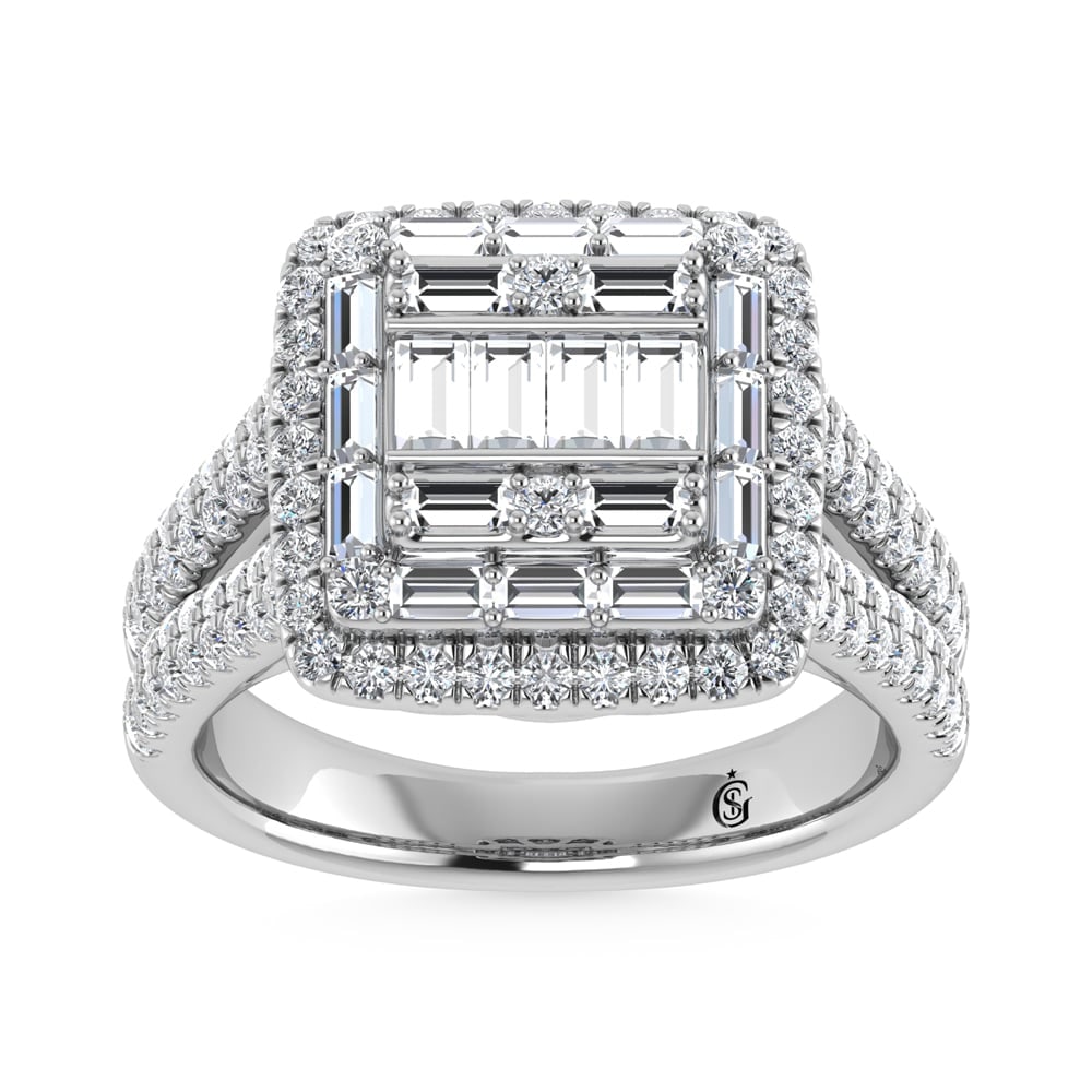 14K White Gold Diamond 1 1/2.Ct. Tw. Engagement Ring: 14K White Gold Diamond 1 1/2.Ct. Tw. Engagement Ring 14k White Gold Stone Color: G-h Stone Clarity: Si2 Each ring is presented in standard size 6.5. Complimentary resizing is available between sizes 5