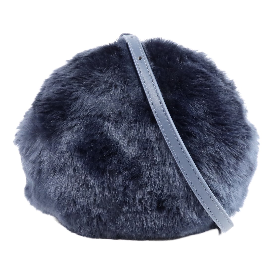 Furla Blue Faux Fur Calfskin Shoulder Bag with GHW: Furla Blue Faux Fur Calfskin Shoulder Bag with GHW This Furla shoulder bag is crafted from calfskin (cowhide) and faux fur in blue. It features a regular women's size, a shoulder strap measuring 124 -