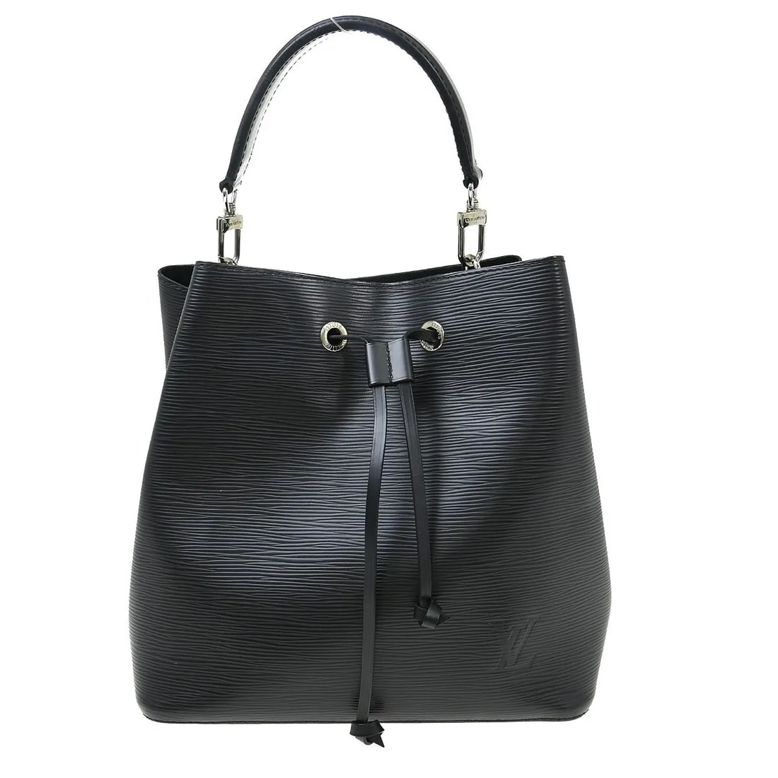 Louis Vuitton NeoNoe black leather handbag 26cm x 26cm x 17cm: Louis Vuitton NeoNoe black leather handbag 26cm x 26cm x 17cm Louis Vuitton NeoNoe handbag in black leather, made in France. The bag is described as being in good condition, with light scratching on t