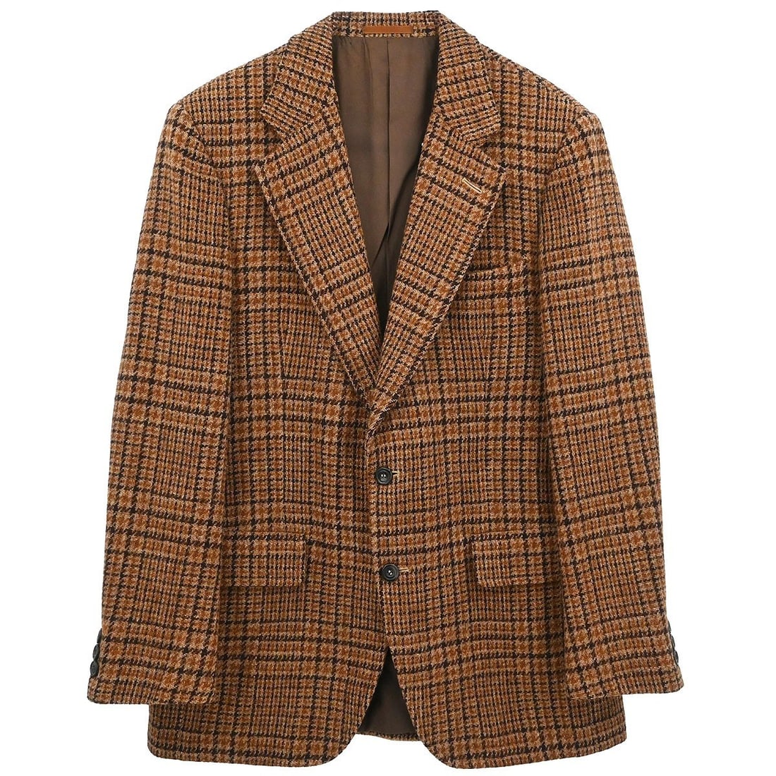 Burberrys Brown Wool Button Front Jacket 52 Reg: Burberrys Brown Wool Button Front Jacket 52 Reg Brown single-breasted Burberrys jacket in 100% wool with a button closure and basic tailored styling. Made in England, this women's regular-fit jacket f