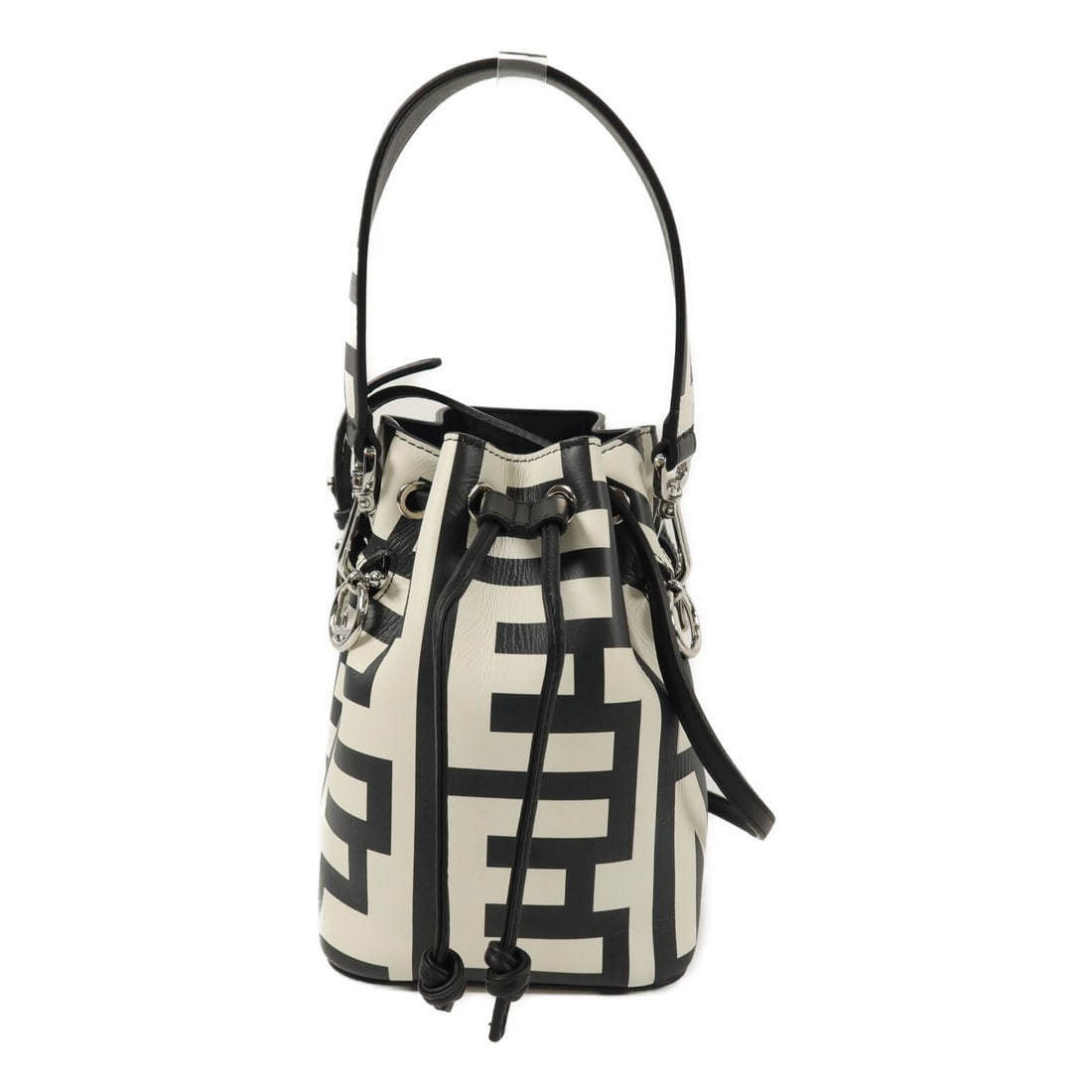 Fendi Mini Mon Tresor Calfskin 2way Shoulder Bag Black White: Fendi Mini Mon Tresor Calfskin 2way Shoulder Bag Black White A FENDI Mini Mon Tresor 2way shoulder bag in black and white calfskin leather. This women's regular-size bag is made in Italy and comes wit