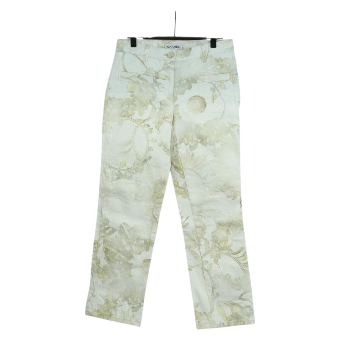 Chanel White Cotton Botanical Denim Pants for Women Made in Italy (1 of 13)