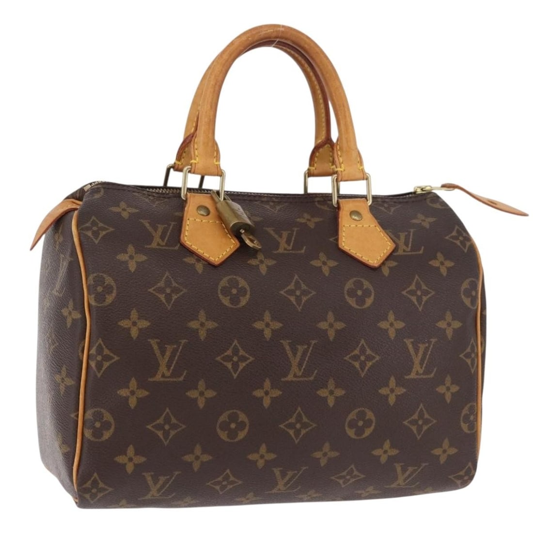 Louis Vuitton M41528 Speedy 25 Monogram Canvas Handbag: Louis Vuitton M41528 Speedy 25 Monogram Canvas Handbag Louis Vuitton Speedy 25 handbag in Monogram canvas, made in France. This women's handbag includes a dust bag, padlock, and one key. Condition is 