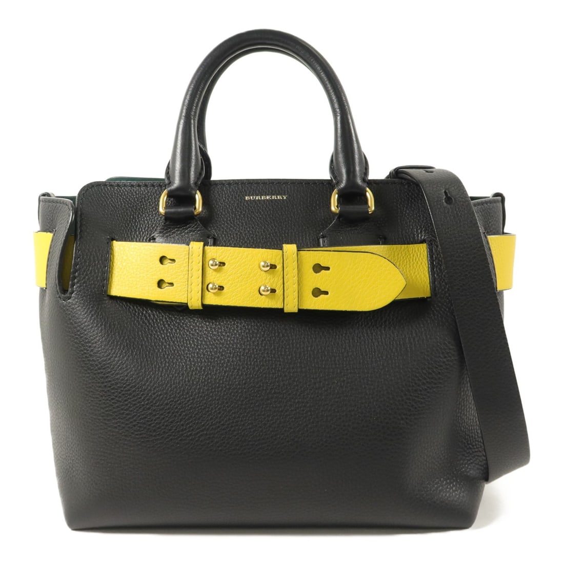 Burberry 4076773 Belt Small 2 Way Shoulder Bag Calfskin Black Yellow (1 of 18)