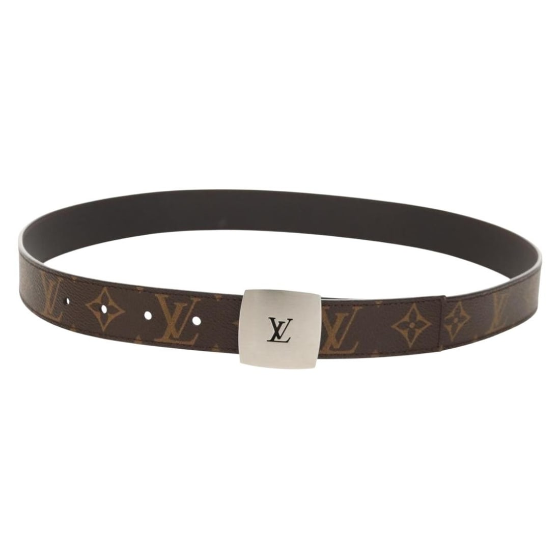 Louis Vuitton M6888 Monogram Canvas Belt 39.4in Silver Ceinture LV Cut: Louis Vuitton M6888 Monogram Canvas Belt 39.4in Silver Ceinture LV Cut Louis Vuitton Monogram Ceinture LV Cut Belt in Monogram/Silver, made from Monogram Canvas. The belt measures approximately 100 cm