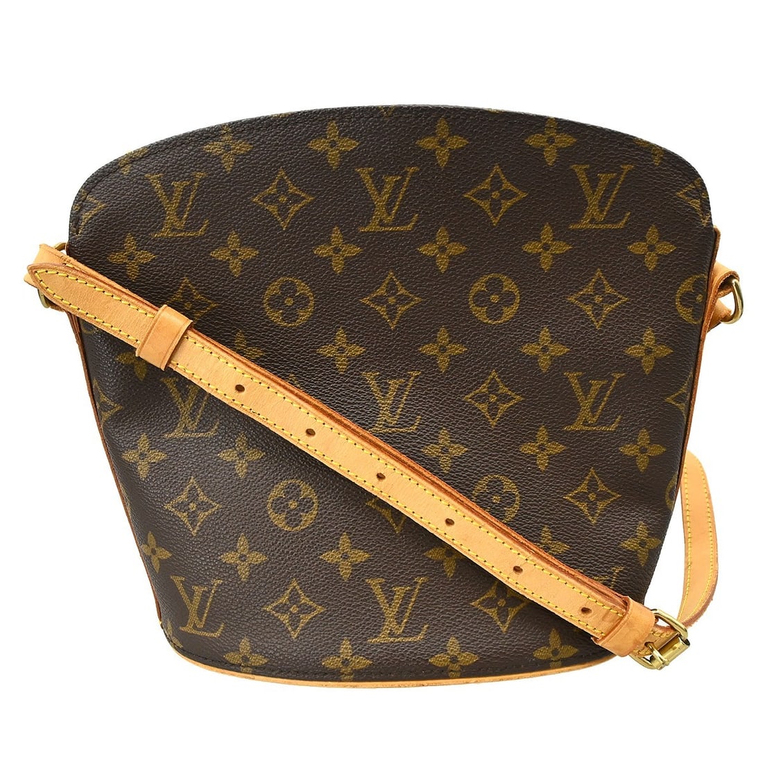 Louis Vuitton Drouot Monogram Canvas Crossbody Bag M51290: Louis Vuitton Drouot Monogram Canvas Crossbody Bag M51290 Louis Vuitton Drouot shoulder bag in Monogram canvas and leather, made in France. It features a zipper closure, gold-tone hardware, an adjusta