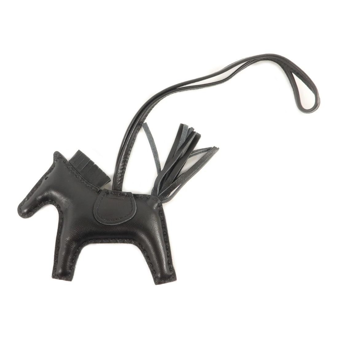 Hermes U 89 Rodeo PM Milo Lambskin Bag Charm Noir: Hermes U 89 Rodeo PM Milo Lambskin Bag Charm Noir Hermes Rodeo PM charm in Milo leather, presented in Noir black. The item is identified as model U/89 and features a U stamp indicating manufacture in 
