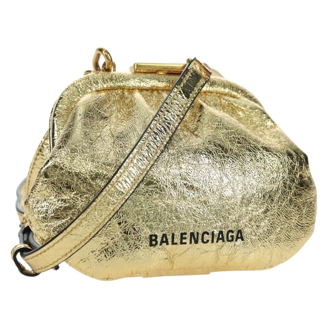 Balenciaga 618915 Cloud Coin Leather Shoulder Bag Gold: Balenciaga 618915 Cloud Coin Leather Shoulder Bag Gold A Balenciaga Cloud Coin shoulder bag in gold leather, made in Italy. This women's bag has a compact silhouette with a shoulder strap drop of