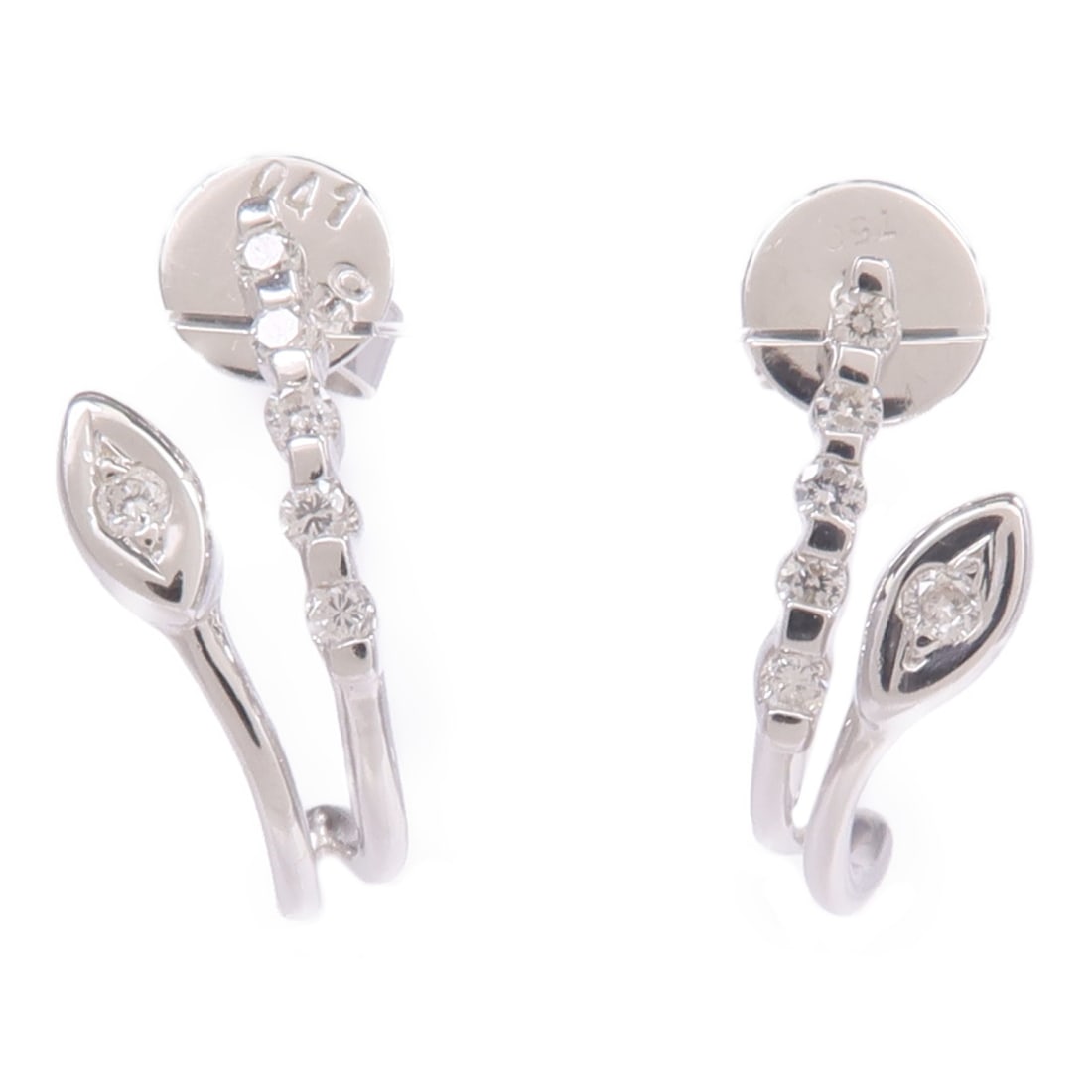 Pierced Diamond Earrings 18K White Gold JEWELRY: Pierced Diamond Earrings 18K White Gold JEWELRY Pierced diamond earrings in 18K white gold with a clear finish and women's regular sizing. The earrings feature diamond accents and are made in Hong