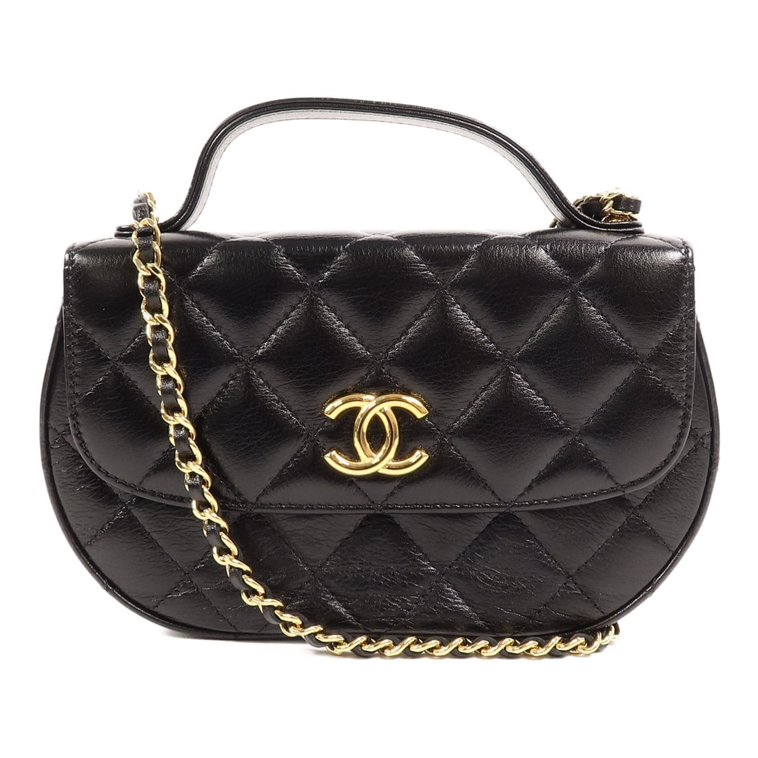 Chanel CC calfskin 2 way shoulder bag black with GHW (1 of 15)