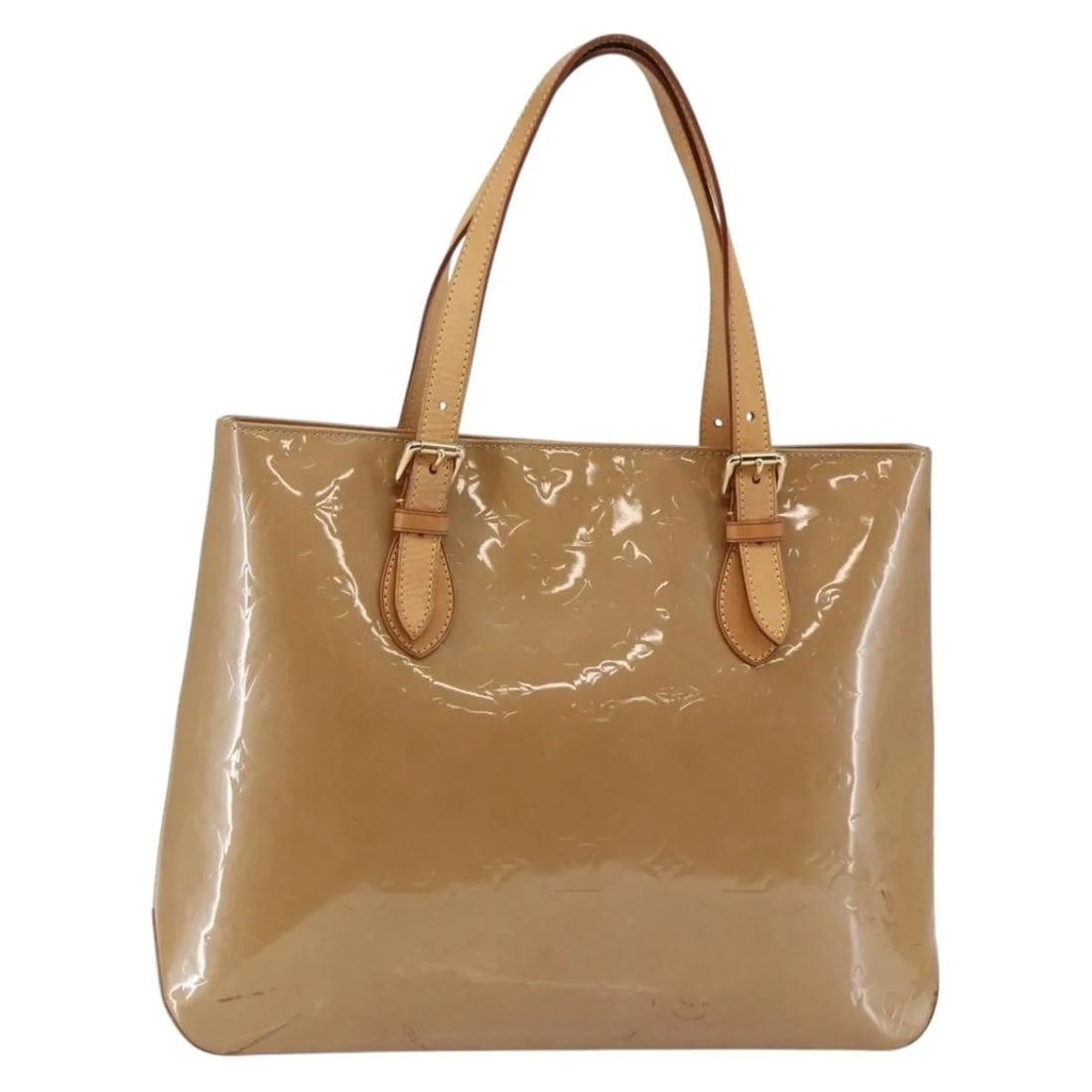 Brentwood Tote Bag in Monogram Vernis Patent Leather by Louis Vuitton: Brentwood Tote Bag in Monogram Vernis Patent Leather by Louis Vuitton The Louis Vuitton Brentwood handbag features the iconic Monogram Vernis pattern in brown patent leather. Designed for women, this 