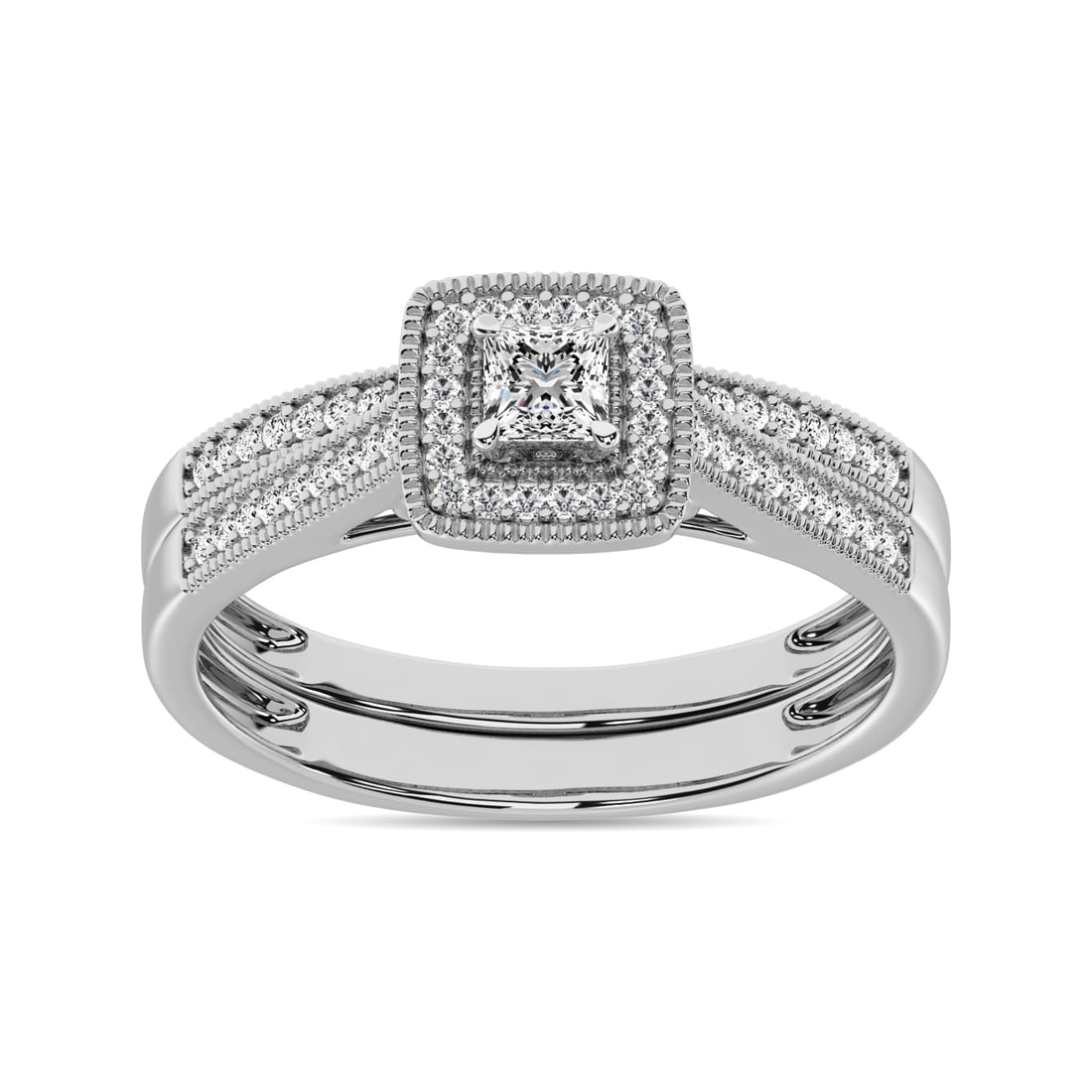 10K White Gold 1/3 Ct.Tw. Diamond Bridal Ring: 10K White Gold 1/3 Ct.Tw. Diamond Bridal Ring This Shimmering Bridal Set Is Made Of 10K White Gold And Designed With Diamonds Weighing Approximately 1/3 Ct.Tw. 10k White Gold Stone Color: Gh Stone Cla