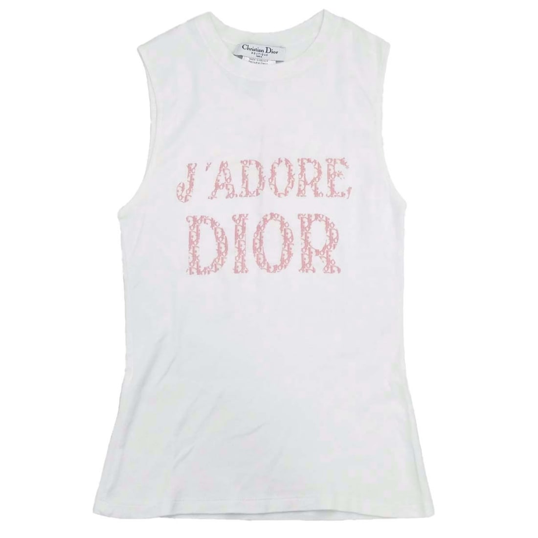 Dior Trotter Womens Cotton Tank Top White FR 38: Dior Trotter Womens Cotton Tank Top White FR 38 Christian Dior sleeveless tank top in a regular fit, featuring a round neck, logo accent, and T-shirt style. Made from 100% cotton and produced in Franc
