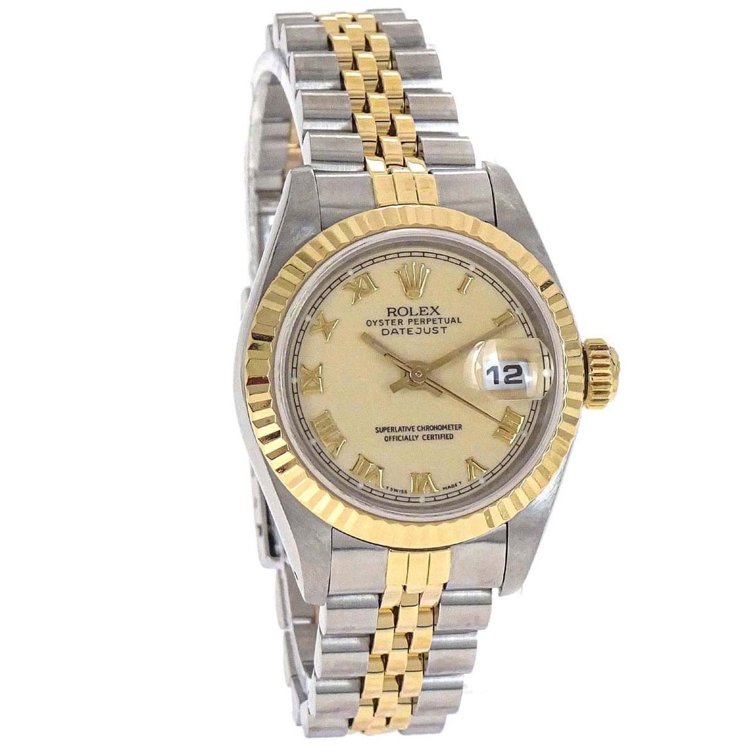 Rolex Datejust 69173 26mm Womens Wristwatch Steel 18K Yellow Gold: Rolex Datejust 69173 26mm Womens Wristwatch Steel 18K Yellow Gold Rolex Oyster Perpetual Datejust women's wristwatch, reference 69173, with a 26 mm case and classic style. It features an automatic mec