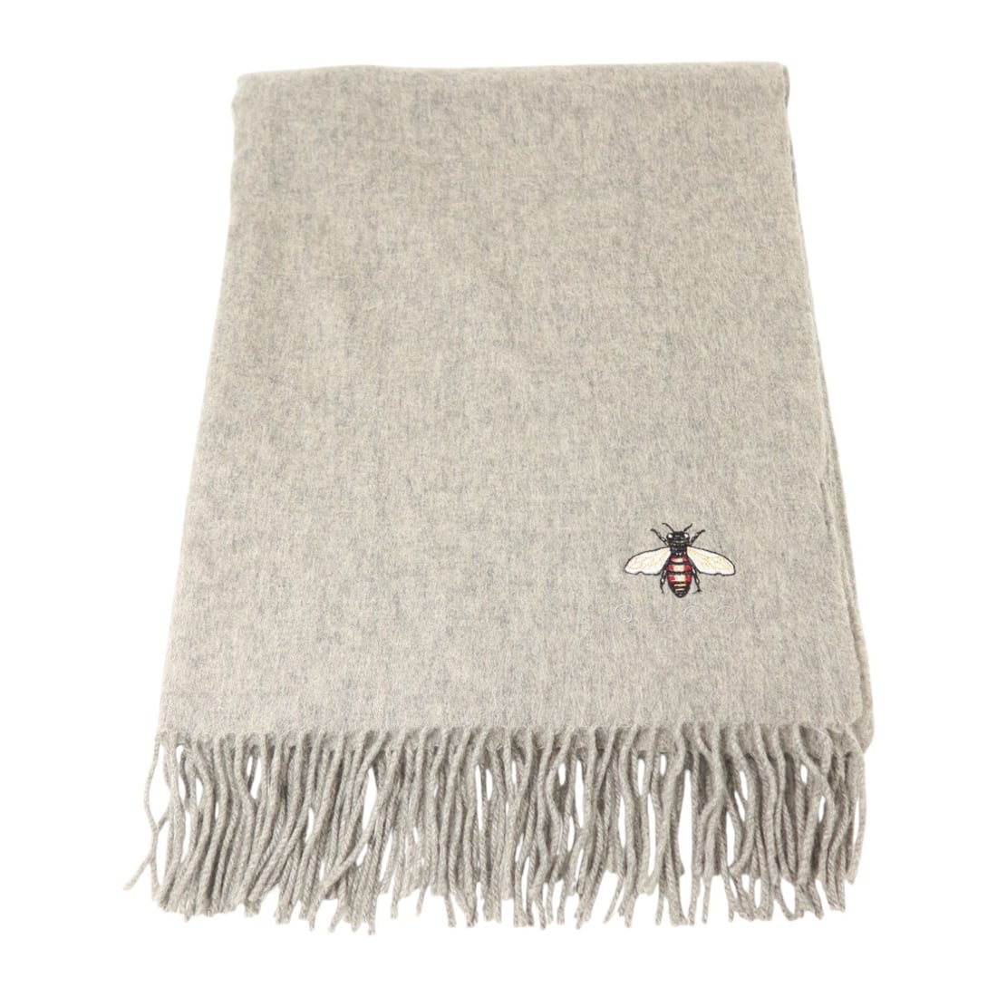 GUCCI GG Bee Wool Scarf Gray 175cm x 72cm (1 of 9)