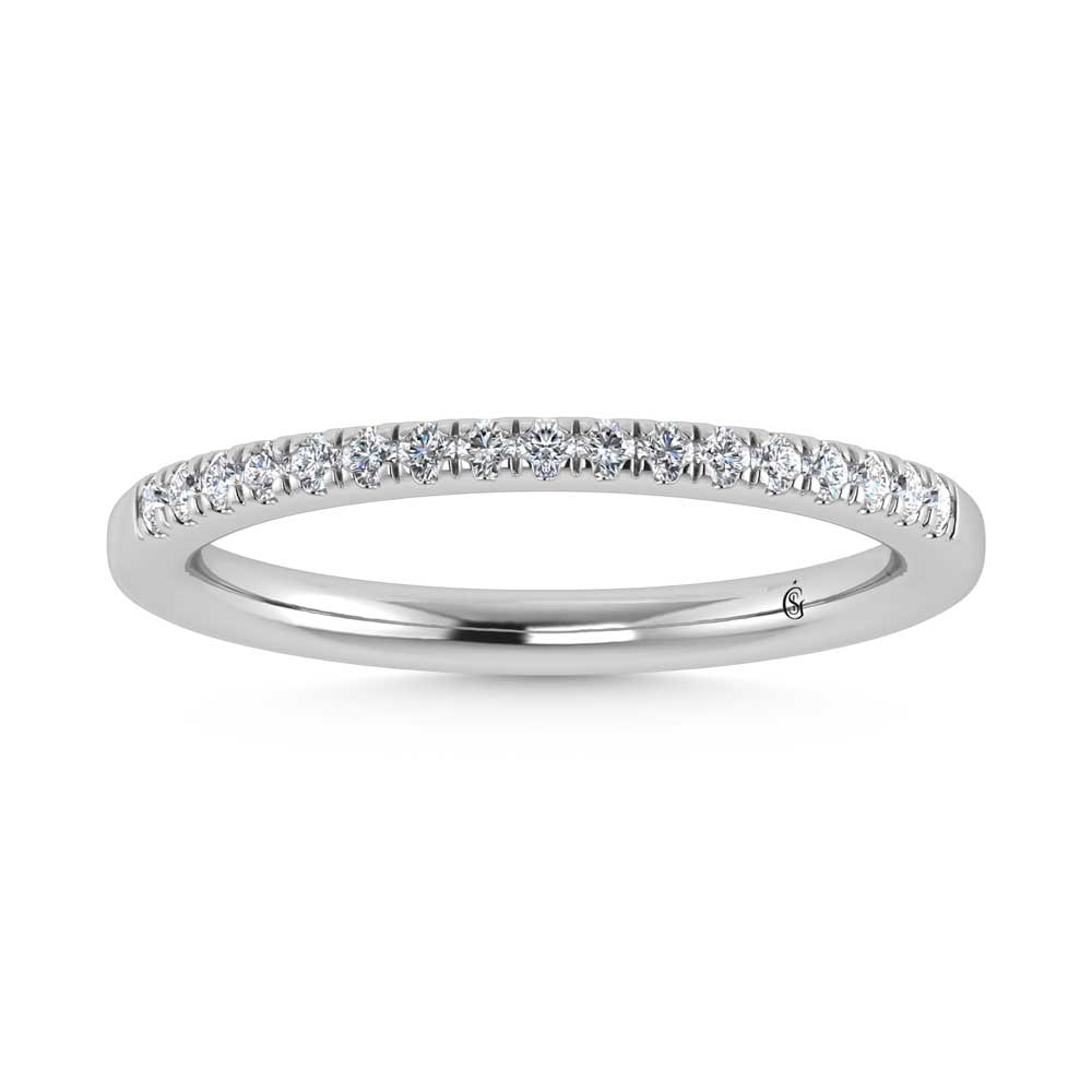 14K White Gold Lab Grown Diamond 1/6 Ct.Tw. Wedding Band: 14K White Gold Lab Grown Diamond 1/6 Ct.Tw. Wedding Band Experience timeless elegance with this 14K White Gold Wedding Band, featuring 1/6 Ct.Tw. of brilliant lab-grown diamonds. The polished white go