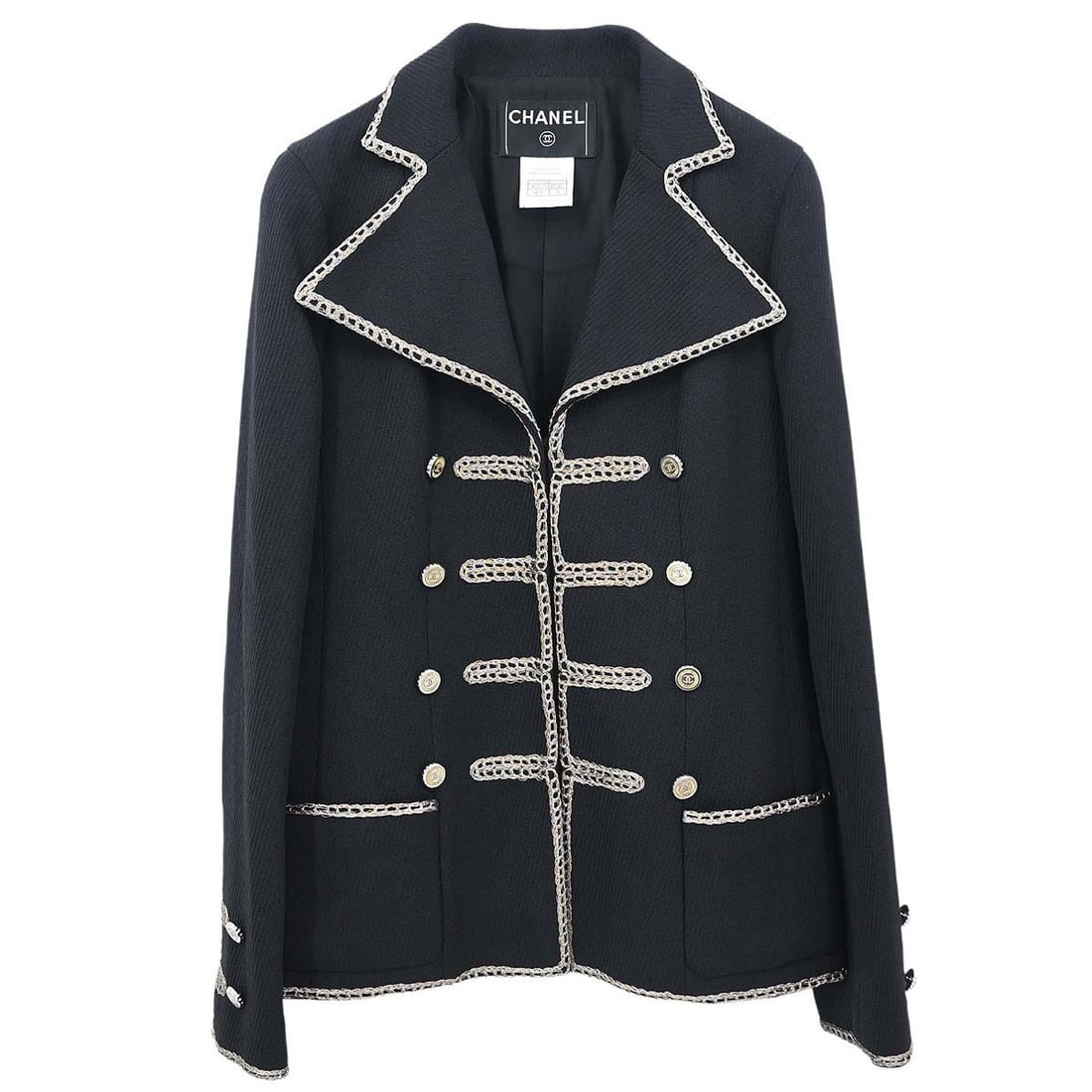 Chanel 06P Black Cotton Napoleon Jacket Womens Size 38 (1 of 15)