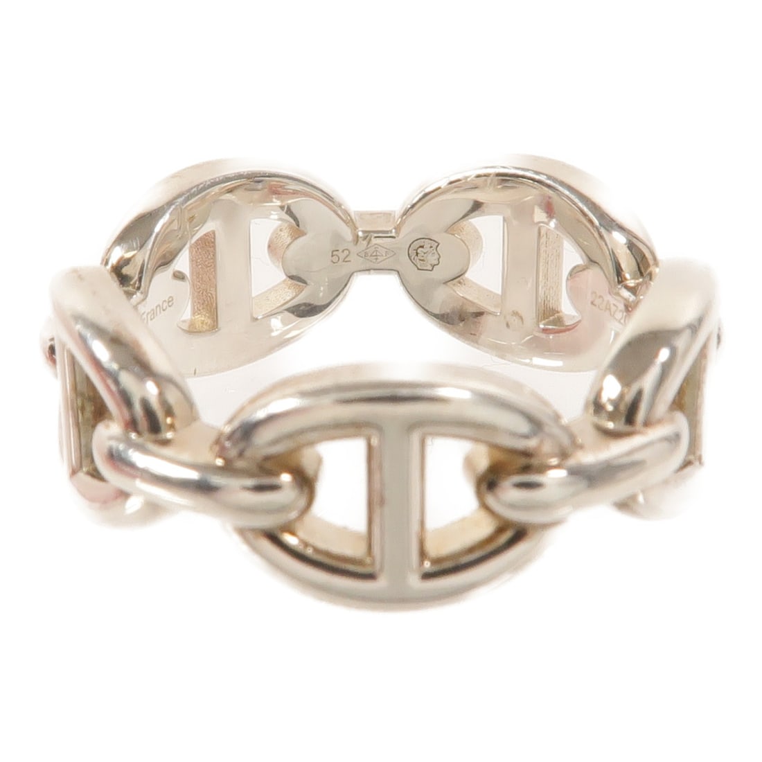 Sterling Silver Ring Hermes Farandole Size 52: Sterling Silver Ring Hermes Farandole Size 52 Hermes Farandole Ring in 925 sterling silver, size 52, with a silver finish and a ring width of 7 mm (2.8 in). The item is in B condition with reasonable 