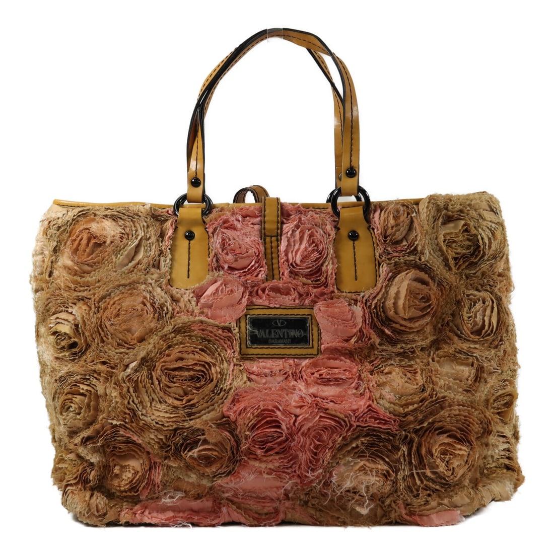 Valentino Multicolor Canvas Calfskin Tote Bag for Women: Valentino Multicolor Canvas Calfskin Tote Bag for Women Valentino tote bag in a multi-color canvas and calfskin (cowhide) combination. Designed for women, this regular-size tote features an inside zip