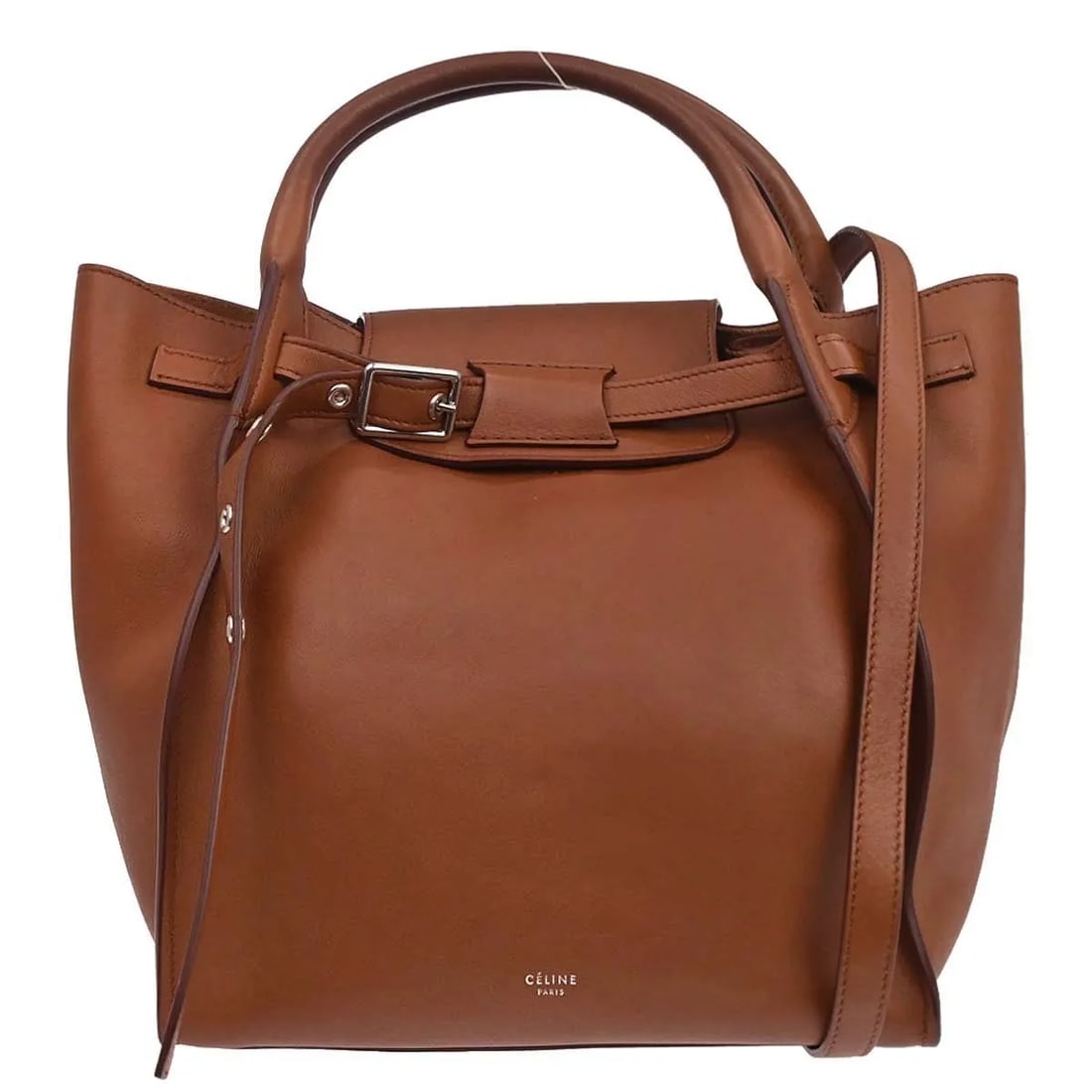Celine Big Brown Leather Handbag Made in Italy: Celine Big Brown Leather Handbag Made in Italy Celine Big bag in brown smooth leather. Made in Italy, this women's bag is presented in good condition with visible wear. The exterior shows scratches an