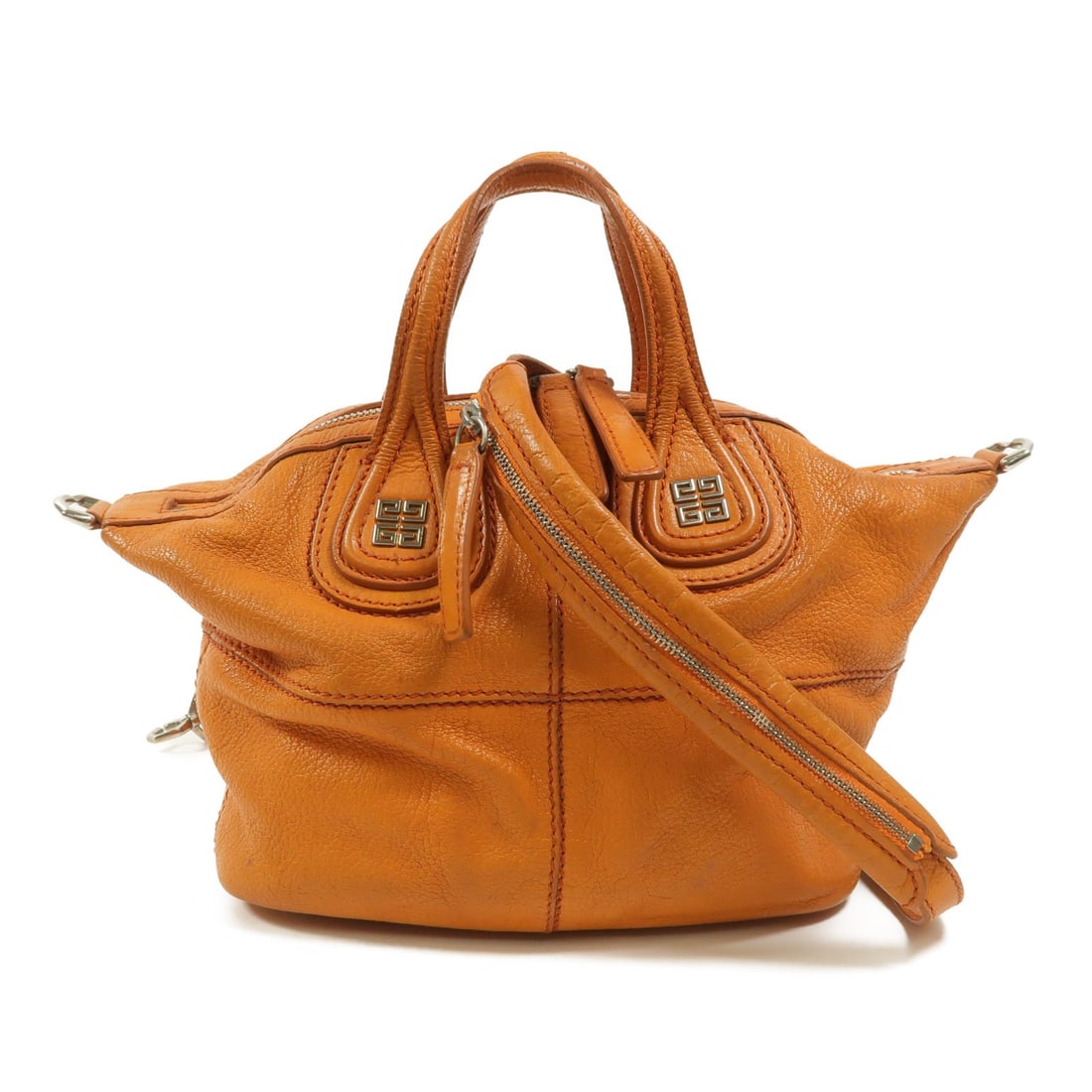 Givenchy Nightingale Calfskin 2 Way Shoulder Bag Orange SHW: Givenchy Nightingale Calfskin 2 Way Shoulder Bag Orange SHW GIVENCHY SHW Nightingale 2 Way Shoulder Bag in orange calfskin leather. This bag features a 2-way design with a handle and shoulder strap, a
