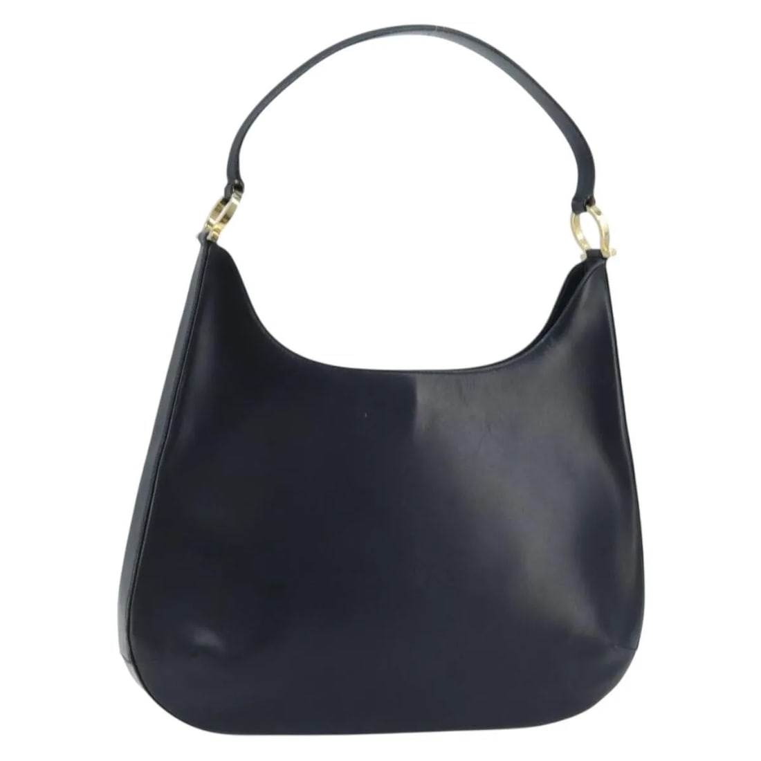 Salvatore Ferragamo Gancini Navy Leather Shoulder Bag: Salvatore Ferragamo Gancini Navy Leather Shoulder Bag Salvatore Ferragamo Gancini leather bag in navy. Made in Italy, this women's bag is in good condition with visible wear. Noted condition details i