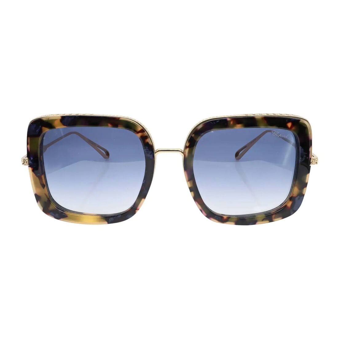 Chopard Sunglasses 95221-0452 Rose Gold Frame Blue Gradient Lenses: Chopard Sunglasses 95221-0452 Rose Gold Frame Blue Gradient Lenses Elevate your style with the luxurious Chopard Sunglasses 95221-0452. These unisex sunglasses feature a striking shiny rose gold titan