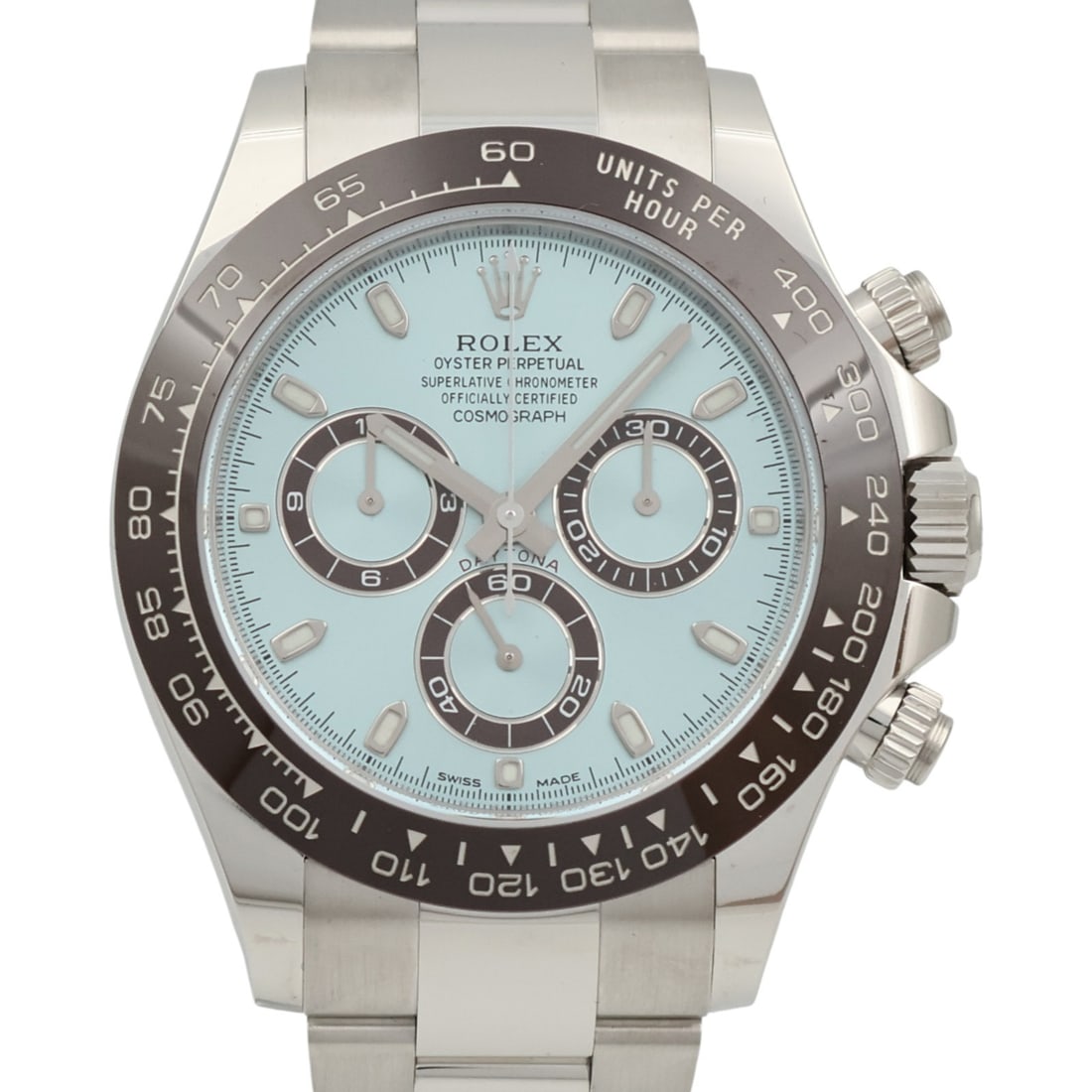 Rolex 116506 Daytona Pt950 Platinum Automatic Blue Dial Watch: Rolex 116506 Daytona Pt950 Platinum Automatic Blue Dial Watch Rolex Daytona 116506 automatic watch in Pt950 platinum with a blue and ice blue color scheme. This men's watch features automatic winding 