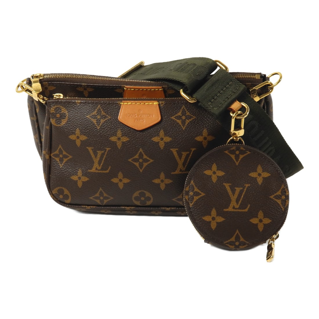 Louis Vuitton M44813 Multi Pochette Monogram Shoulder Bag with Pouch Coin Case: Louis Vuitton M44813 Multi Pochette Monogram Shoulder Bag with Pouch Coin Case Louis Vuitton Multi Pochette Accessoires shoulder bag, model M44813, in Monogram and PVC coated canvas. The bag is brown 