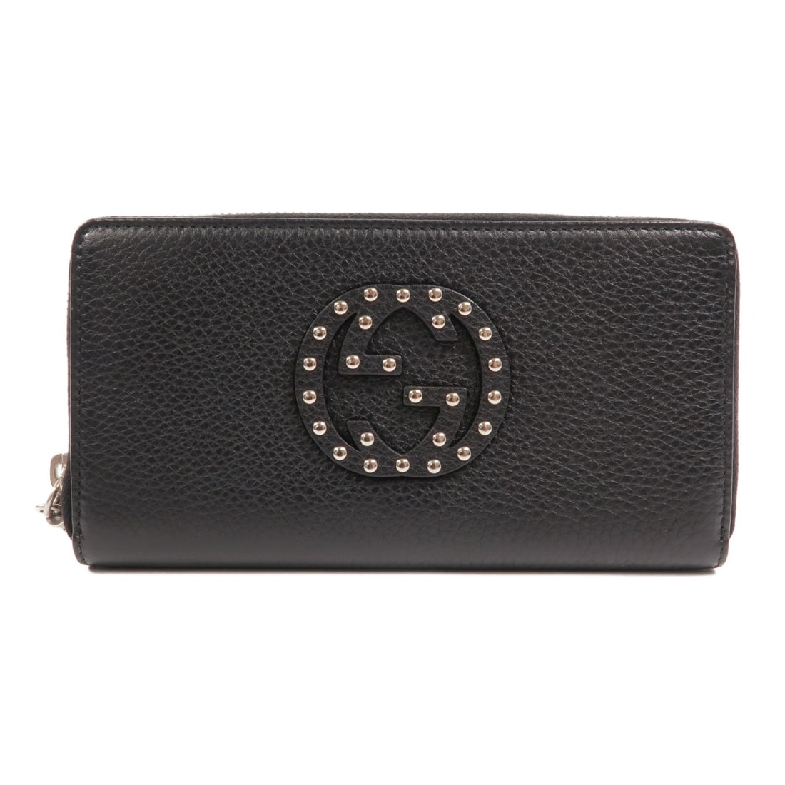 Gucci 308004 GG long wallet black calfskin zip closure: Gucci 308004 GG long wallet black calfskin zip closure Gucci GG SHW Zipper Long Wallet, model 308004, made from black calfskin (cowhide) leather. It features a zipper closure, one wallet compartment, 