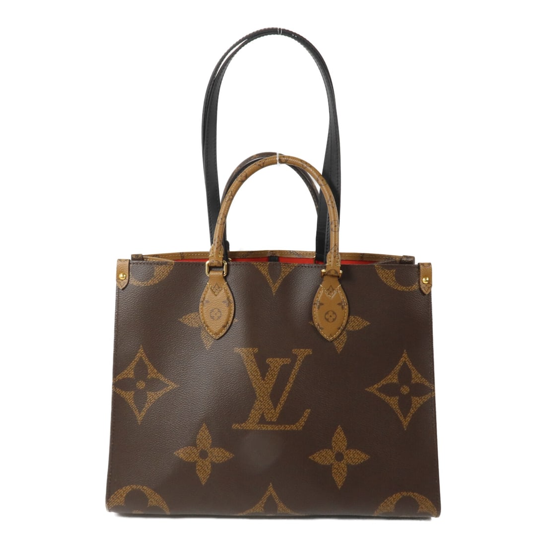 Louis Vuitton Onthego MM M45321 Monogram Giant Brown Tote Bag: Louis Vuitton Onthego MM M45321 Monogram Giant Brown Tote Bag A Louis Vuitton On The Go MM 2-way bag in brown Monogram Giant canvas with PVC coated canvas construction. It features two open interior p