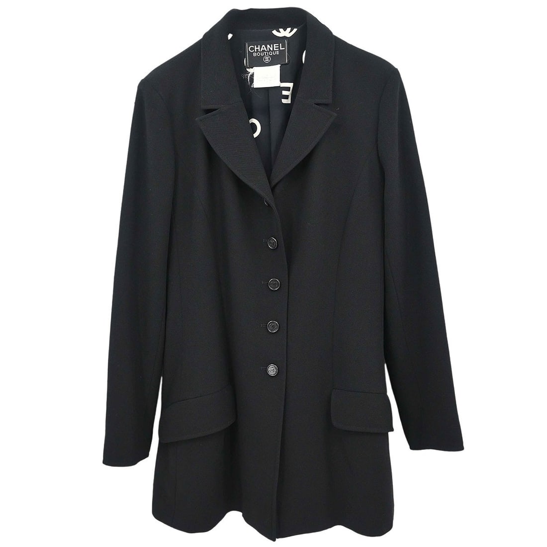 Vintage CHANEL Black Wool Jacket Size 44 Single Breasted (1 of 15)