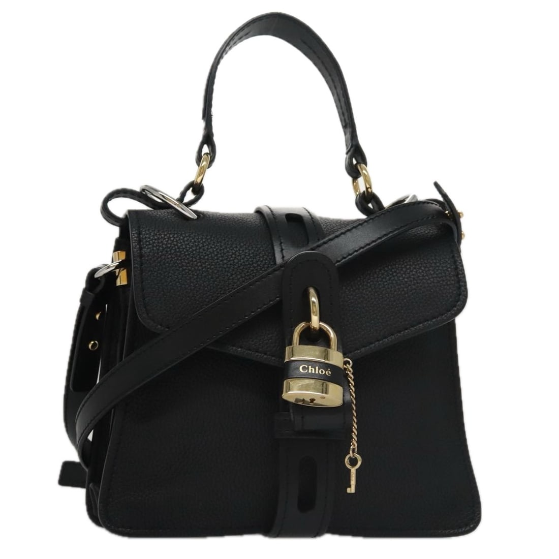 Chloe Abbey Small 2way Leather Handbag Black with Strap: Chloe Abbey Small 2way Leather Handbag Black with Strap Chloe Small Day Abbey handbag in black leather with a 2-way design. It includes a dust bag and shoulder strap, and was made in Italy. The item i