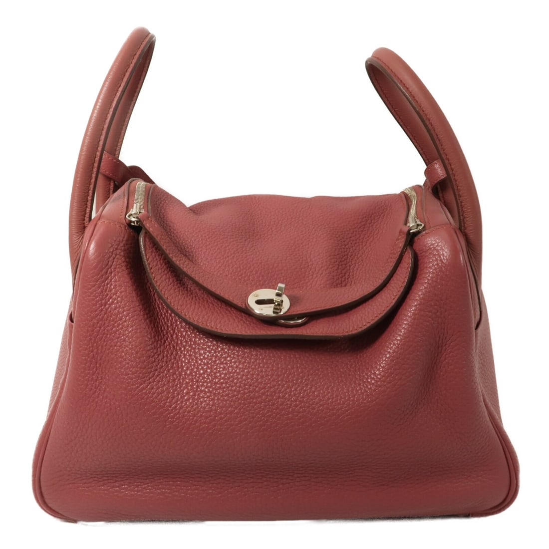 Hermes Lindy 30 Taurillon Clemence 2 Way Shoulder Bag Rubis PHW: Hermes Lindy 30 Taurillon Clemence 2 Way Shoulder Bag Rubis PHW This Hermes Lindy 30 is a versatile two-way shoulder bag crafted from Taurillon Clemence calfskin leather in a pink hue. Designed for wo