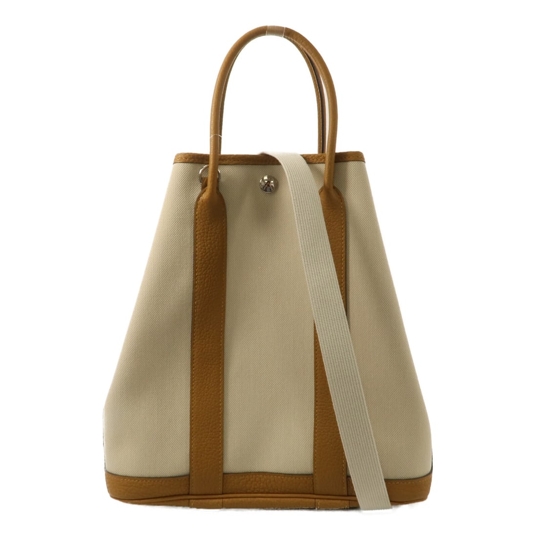Hermes Garden File 28 Canvas 2 Way Shoulder Bag Sesame PHW: Hermes Garden File 28 Canvas 2 Way Shoulder Bag Sesame PHW A Hermes Garden File 28 2-way shoulder bag in canvas Sesame color. The bag features a hook button closure and comes in a very good AB conditi